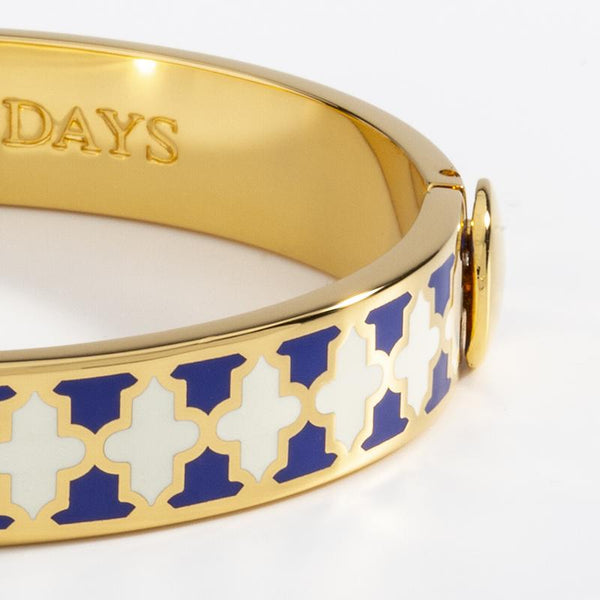 Load image into Gallery viewer, Halcyon Days &quot;Agama Deep Cobalt, Cream &amp; Gold&quot; Bangle
