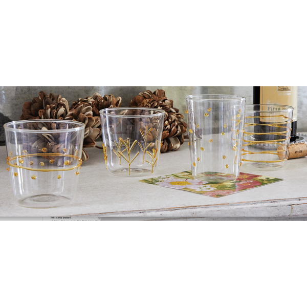 Load image into Gallery viewer, Mariposa Appliqué Gold Suite of Double Old Fashion Glasses
