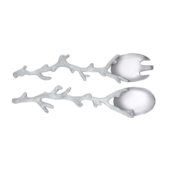 Load image into Gallery viewer, Mariposa Coral White Salad Servers
