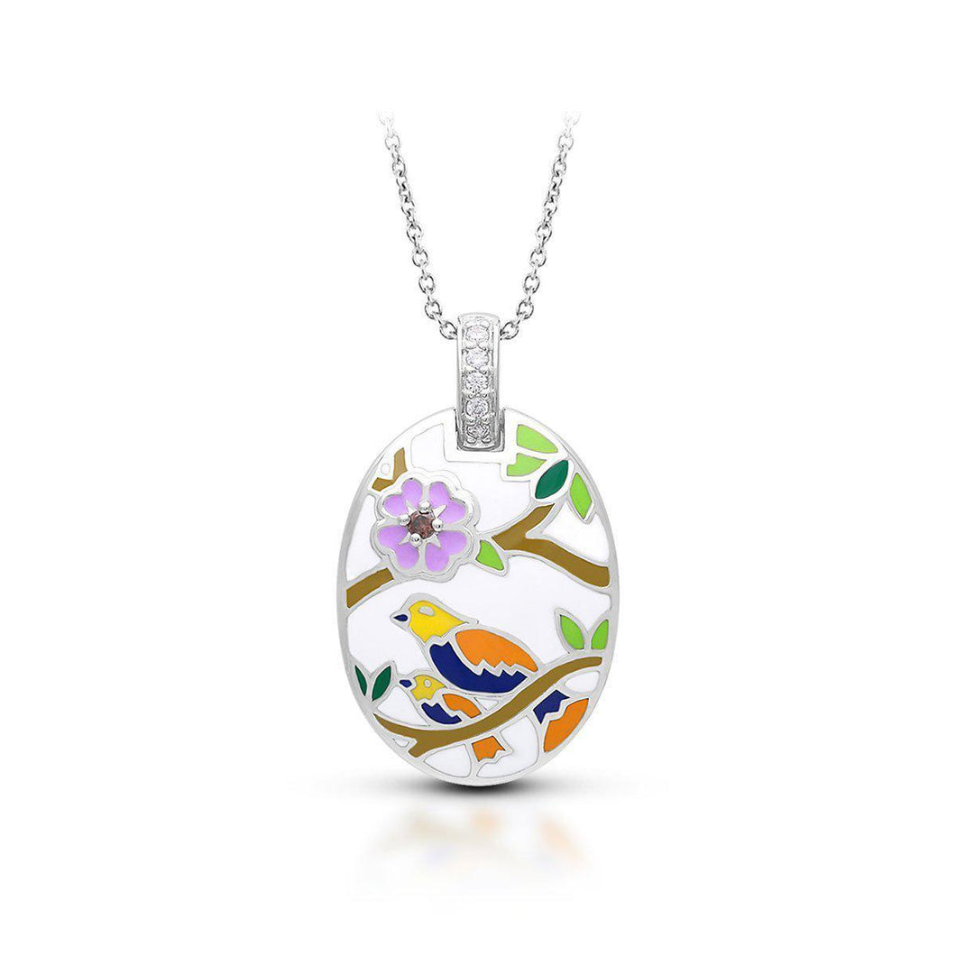 Belle Etoile Songbird Oval Pendant - White