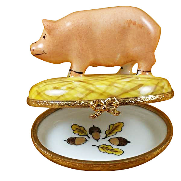 Load image into Gallery viewer, Pig on Straw Limoges Box
