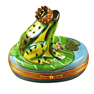 Frog with Crown Blue Base Limoges Box