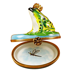 Frog with Crown Blue Base Limoges Box