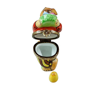 Brown Easter Rabbit with Removable Egg Limoges Box