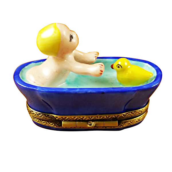 Load image into Gallery viewer, Baby in Tub with Duck Limoges Box
