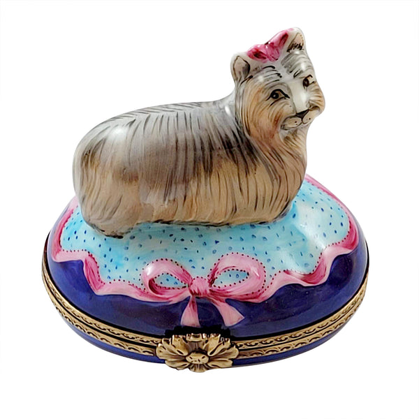 Load image into Gallery viewer, Terrier on Blue Base Limoges Box
