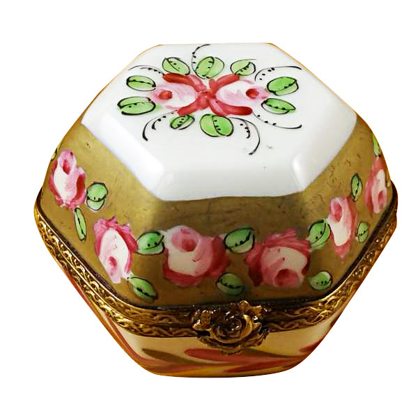 Hexagon with Flowers Limoges Box