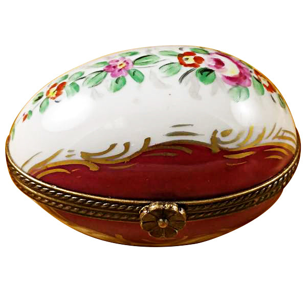 Burgundy Egg with Flowers Limoges Box