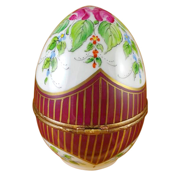 Load image into Gallery viewer, Large Burgundy Egg with Flowers Limoges Box
