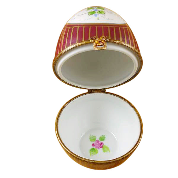Load image into Gallery viewer, Large Burgundy Egg with Flowers Limoges Box
