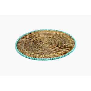 Calaisio Aqua Round Placemat with Beads - Set of 4