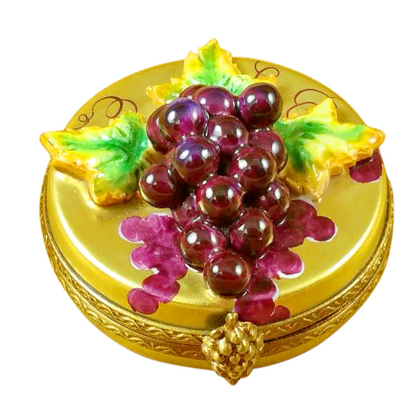 Load image into Gallery viewer, Grapes on Gold Oval Limoges Box
