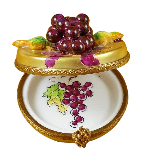 Load image into Gallery viewer, Grapes on Gold Oval Limoges Box
