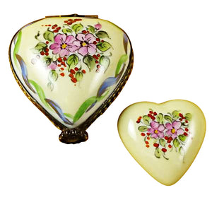 Yellow & Green Heart with Removable Heart Limoges Box