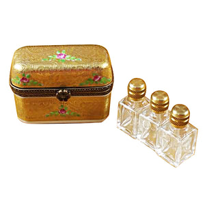Gold Flowery with Three Bottles Limoges Box
