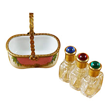 Load image into Gallery viewer, Pink Basket with Three Bottles Limoges Box
