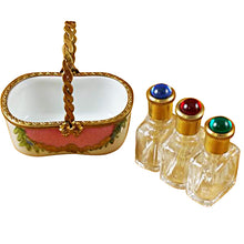 Load image into Gallery viewer, Pink Basket with Three Bottles Limoges Box