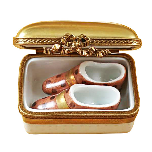 Load image into Gallery viewer, Gold box with Shoes Limoges Box
