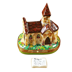 Church with Removable Porcelain Bible Limoges Box
