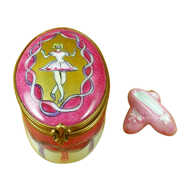 Load image into Gallery viewer, Ballerina on Oval with Removable Toe Shoes Limoges Box

