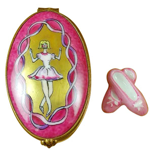 Ballerina on Oval with Removable Toe Shoes Limoges Box