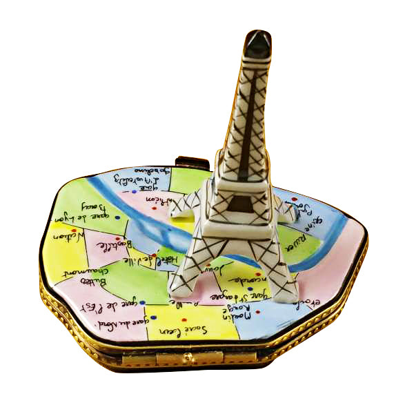 Load image into Gallery viewer, Eiffel Tower on Map Limoges Box
