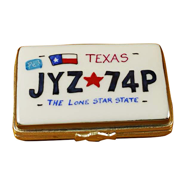 Texas License Plate Limoges Box
