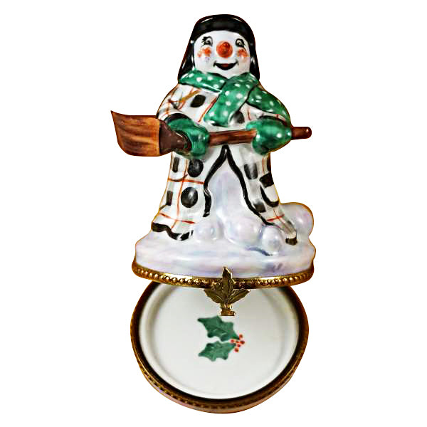 Load image into Gallery viewer, Snowman with Coat Limoges Box
