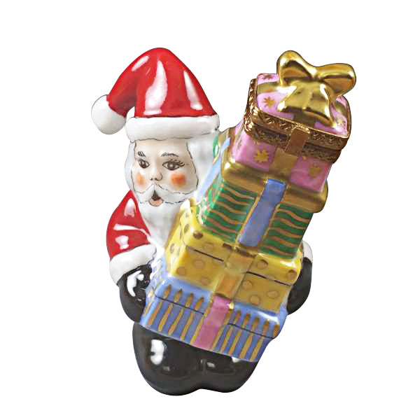Load image into Gallery viewer, Santa with Stacked Presents Limoges Box

