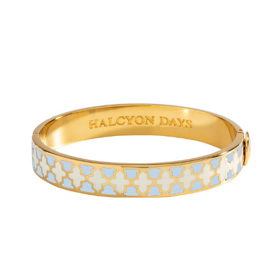 Load image into Gallery viewer, Halcyon Days &quot;Agama Forget-Me-Not Blue, Cream &amp; Gold&quot; Bangle
