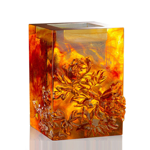 Load image into Gallery viewer, Liuli Crystal Candle Holder, Votive Candleholder, Heavenly Splendor (Medium) - Amber

