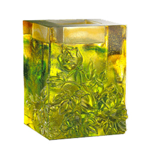 Liuli Crystal Candle Holder, Votive Candleholder, Heavenly Splendor (Medium) - Green Amber