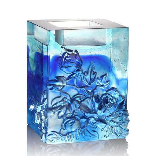 Liuli Crystal Candle Holder, Votive Candleholder, Heavenly Splendor (Medium) - Blue