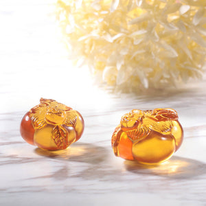 Liuli Crystal Paperweight, Feng Shui, Persimmon, Good Things Come in Pairs