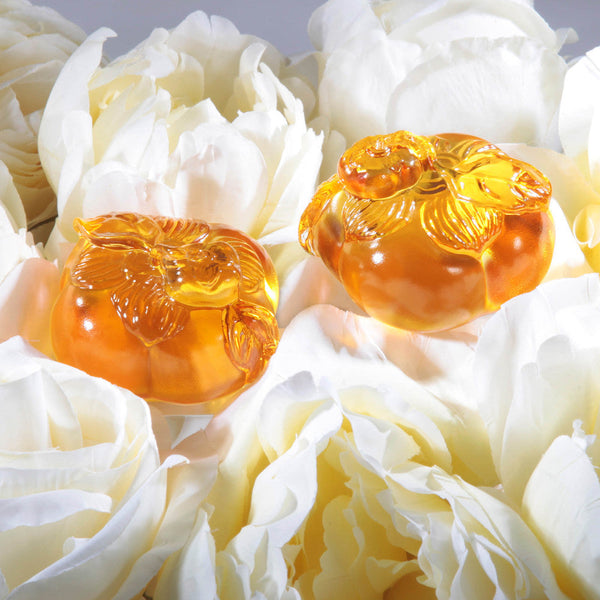 Load image into Gallery viewer, Liuli Crystal Paperweight, Feng Shui, Persimmon, Good Things Come in Pairs
