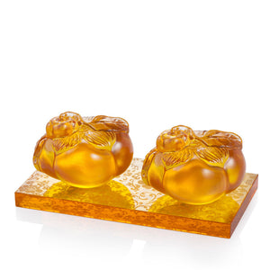 Liuli Crystal Paperweight, Feng Shui, Persimmon, Good Things Come in Pairs