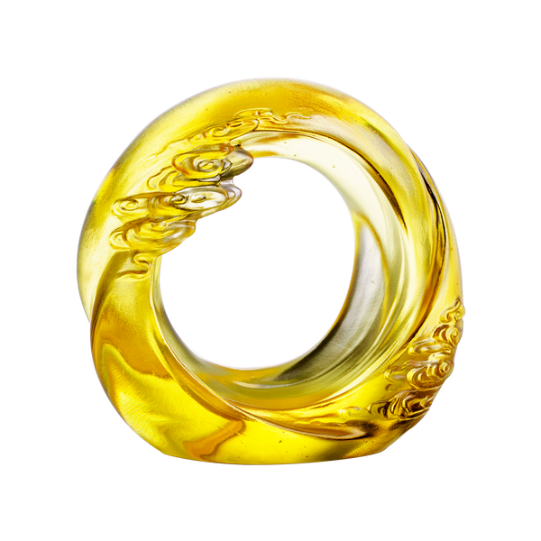 Load image into Gallery viewer, Liuli Crystal Desk Decor, Cloud, Feng Shui, As The Good World Turns-Generating Ruyi Through the Ether - Yellow
