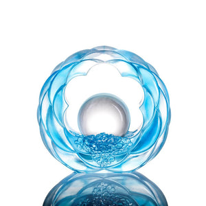 Liuli Crystal Desk Decor, Floral, Feng Shui, As The Good World Turns - Floral Turning of Ruyi