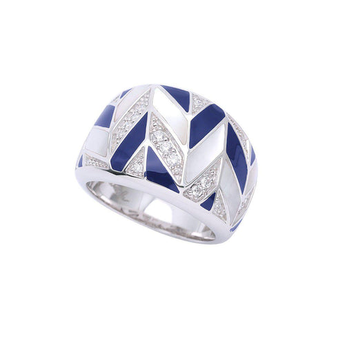 Belle Etoile Chevron Ring - Blue