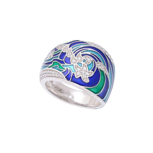 Belle Etoile Ocean Wave Ring - Blue