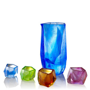Liuli Crystal Sake Glass and Jar, Our Secret, Set of 5