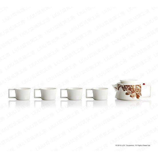 Load image into Gallery viewer, Liuli Tableware, Tea Set, Bone China, A Leisurely Drop of Red
