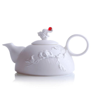 Liuli Bone China Tea and Coffee Set (1 Tea Pot & 4 Cups) - Autumn Mountain