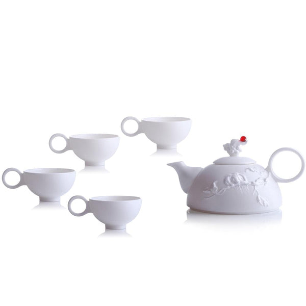 Load image into Gallery viewer, Liuli Bone China Tea and Coffee Set (1 Tea Pot &amp; 4 Cups) - Autumn Mountain
