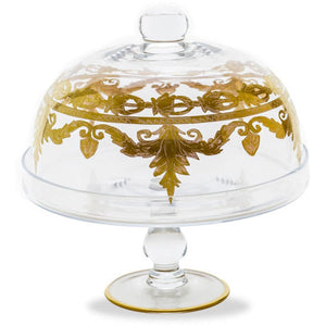 Arte Italica Vetro Gold Cake Stand with Dome
