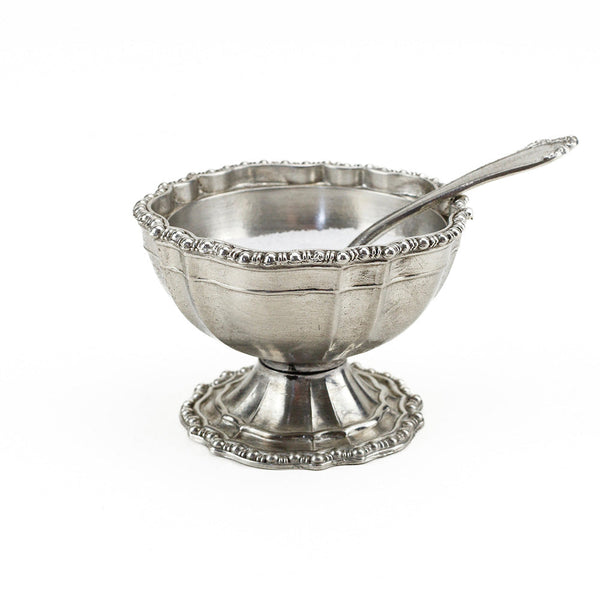 Load image into Gallery viewer, Arte Italica Vintage Beaded Pewter Salt Cellar with Spoon
