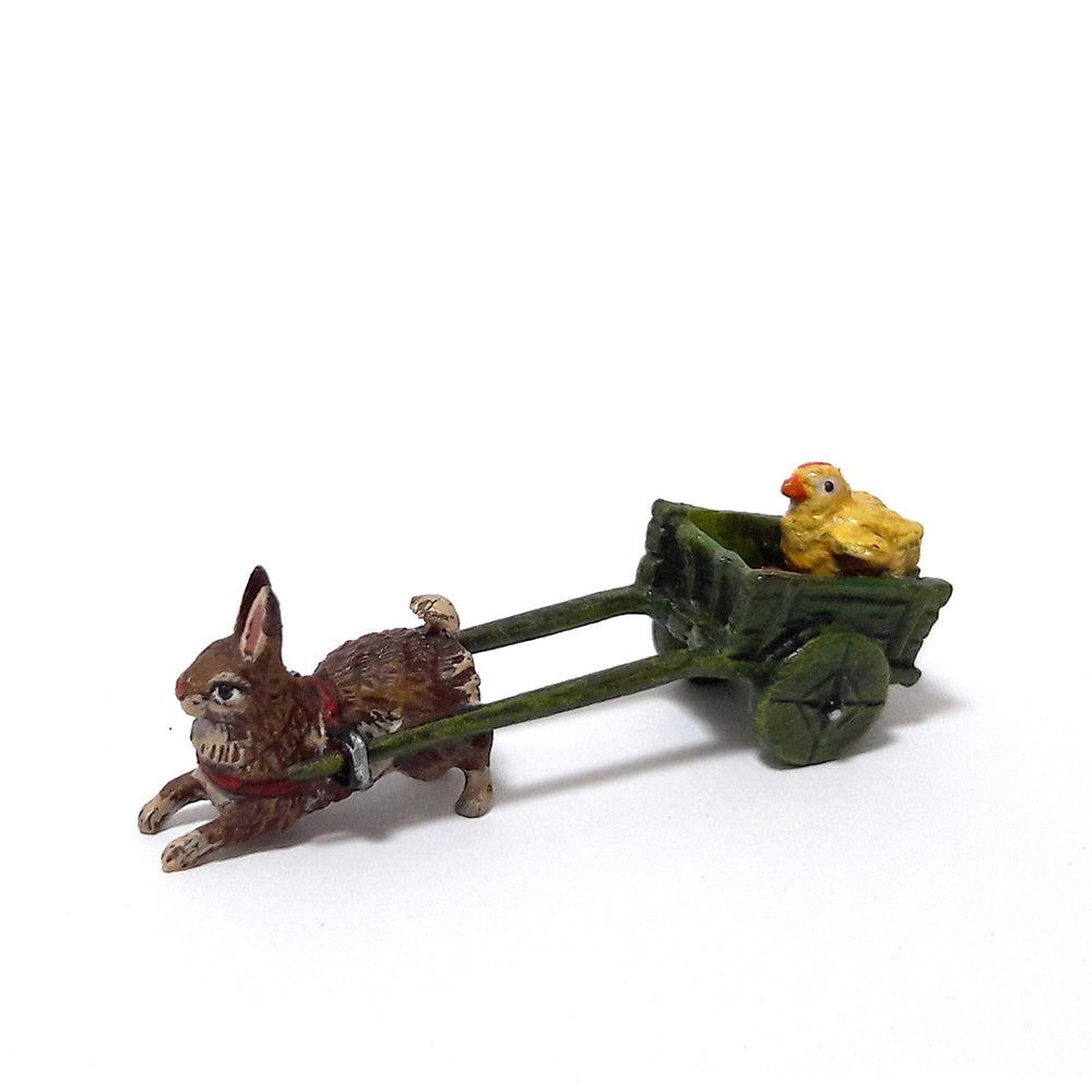 Rabbit with Cart & Chick Vienna Bronze Figurine