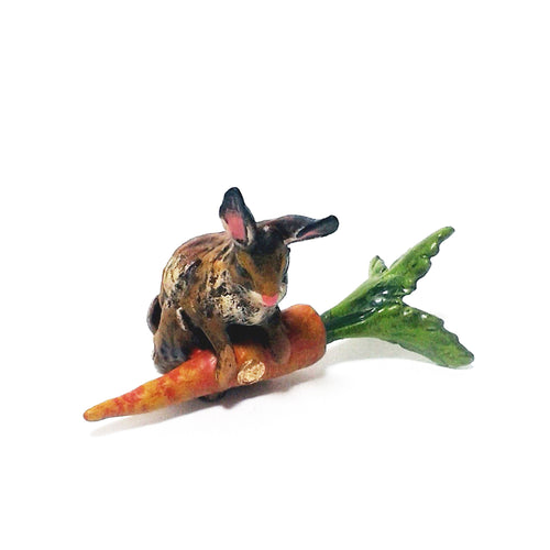 Rabbit With Carrot Vienna Bronze Figurine
