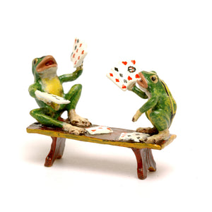 Frogs Playing Cards Vienna Bronze Figurine