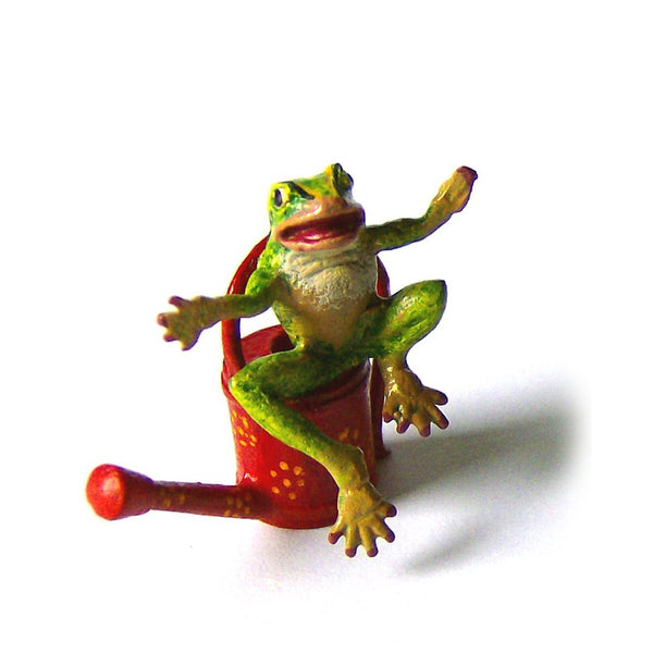 Load image into Gallery viewer, Frog On Watering Can Vienna Bronze Figurine
